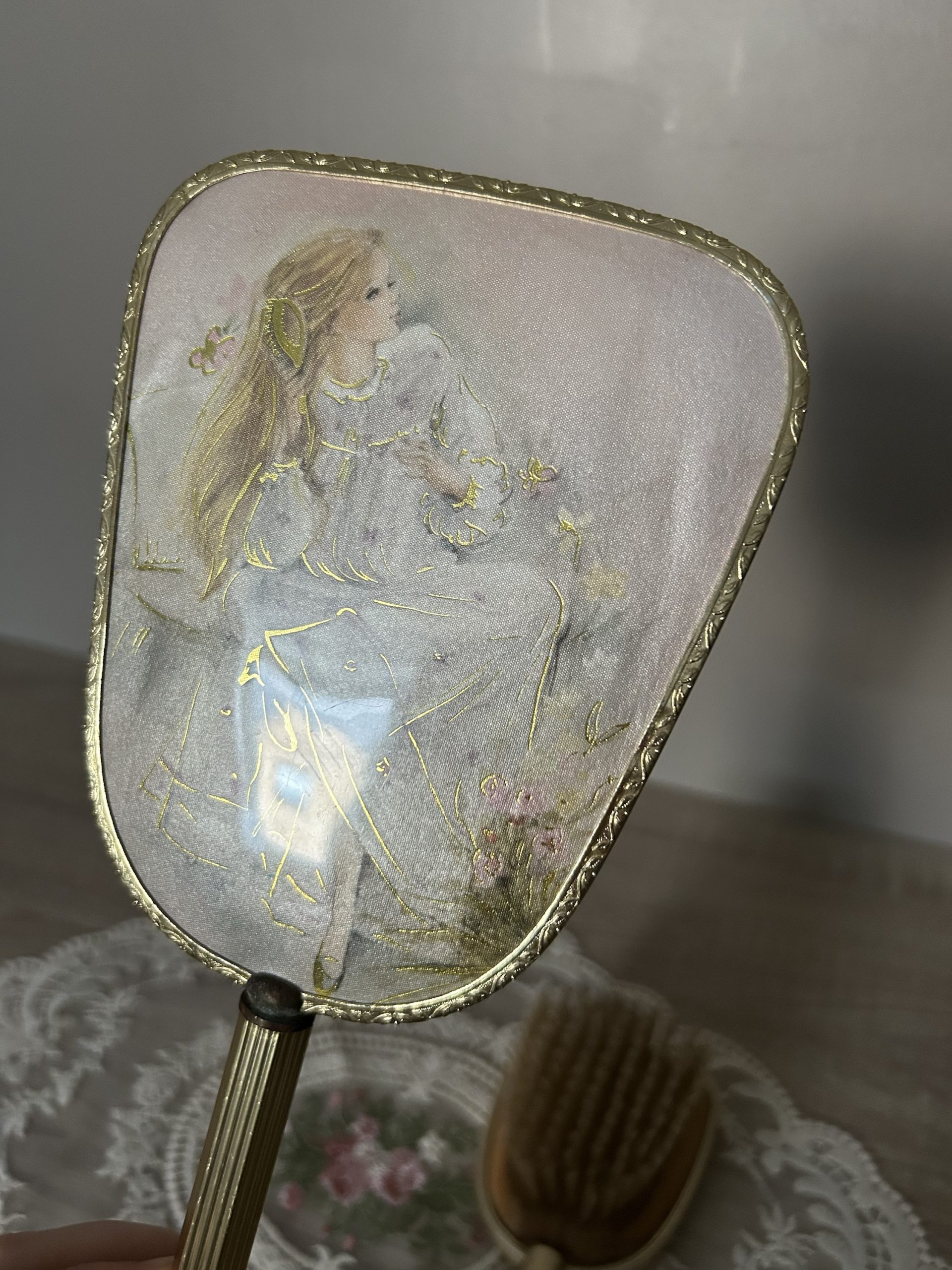 img_8961 ensemble miroir et brosse vintage